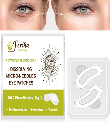 Лепенки за очи FERIHA с растворяющимися 2000 Микроиглами, Витамин С, Хиалуронова киселина и Пептиди, Модерна биоактивная