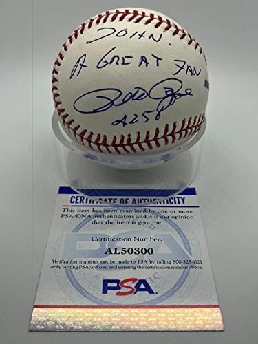 Пийт Роуз Подписа Автограф, Адресованный Джон Голям Поклоннику Бейзбол PSA DNA * 0 - Бейзболни топки С Автографи