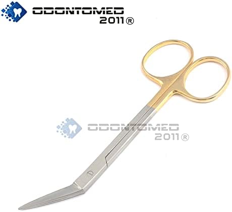 OdontoMed2011 Ножици за ирис от неръждаема стомана T/C Дължина 4 ½ инча с ъгъл остриета 1 ¼ инча ODM