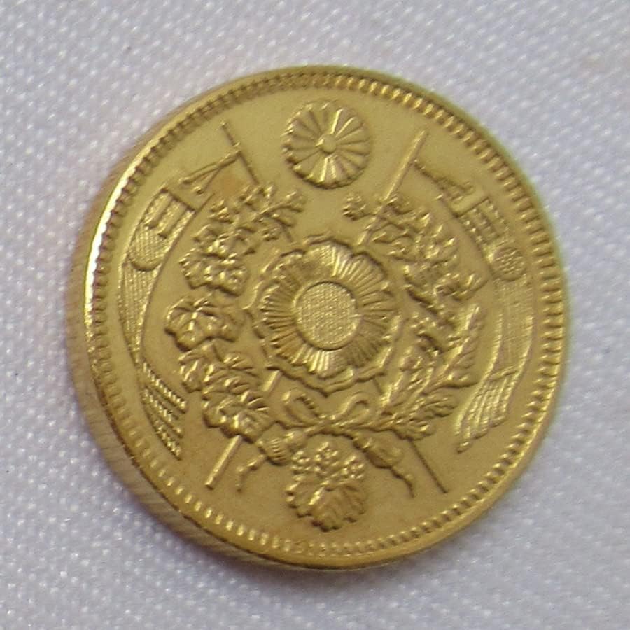 Японска Златна Монета 2 Юана Мейджи 10 Години Позлатен Копие на Възпоменателни монети