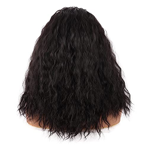 MapofBeauty 18 /45 см къдрава синтетични косми, пухкави дамски превръзка на главата с перука (черен)