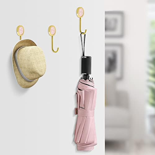 ertoory 2 Опаковки Декоративни стенни куки от плътен месинг розов цвят - Подходящи за килери, бани, кухни със стикери