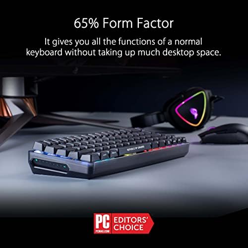 Детска клавиатура ASUS ROG Falchion Wireless 65% Ръчна | 68 клавиши, Aura Sync RGB, Дългият живот на батерията, Интерактивен