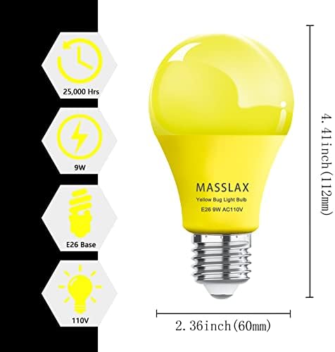 MASSLAX 4 Опаковки Кехлибар и жълтите led крушки от насекоми за улиците, 9 W се заменят с по 100 W, Основни led лампи