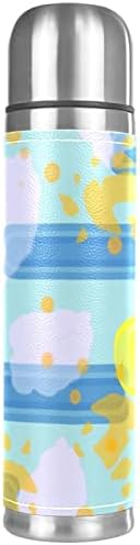 Кожена Чаша с Вакуумна Изолация от Неръждаема Стомана Абстрактен Термос Бутилка за Вода за Топли и Студени Напитки на
