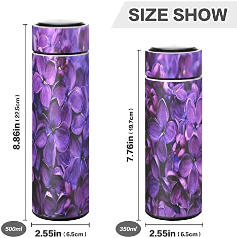 Бутилка за вода Glaphy Floral Purple Flowers в 12 унции, Без бисфенол А, Неръждаема Стомана, Изолиран Бутилка за Вода,