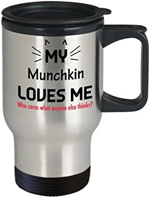 Кафеена чаша за пътуване със забавна котка - Подаръци за любителите на котки - Ми Манчкин ме обича. На кой му пука, какво мислят Другите?