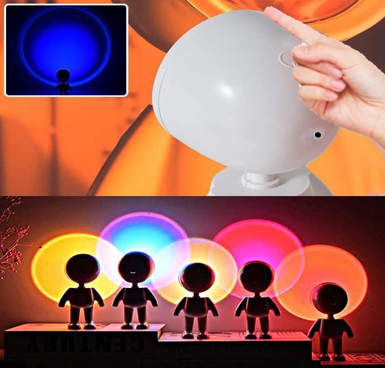 Led лампа околната светлина, Многоцветни Прожекционни нощни лампи, Лампа с регулируема яркост на въртене на 360 °, Робот