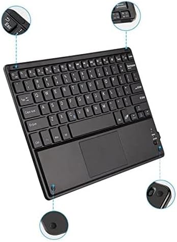 Клавиатурата на BoxWave, съвместима с Samsung Galaxy A72 (Клавиатура от BoxWave) - Клавиатура SlimKeys Bluetooth с трекпадом, Преносима клавиатура с трекпадом за Samsung Galaxy A72 - Черно jet black