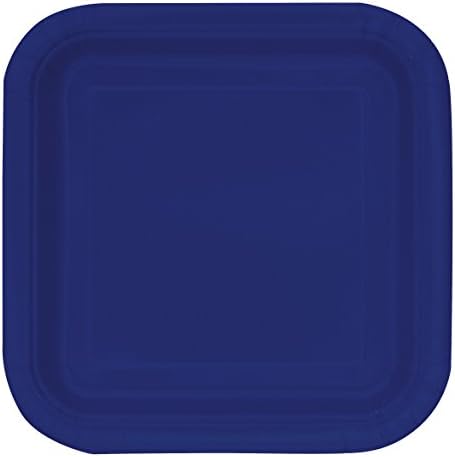 Уникални квадратни сладки хартиени чинии, 7 инча, тъмно-сини