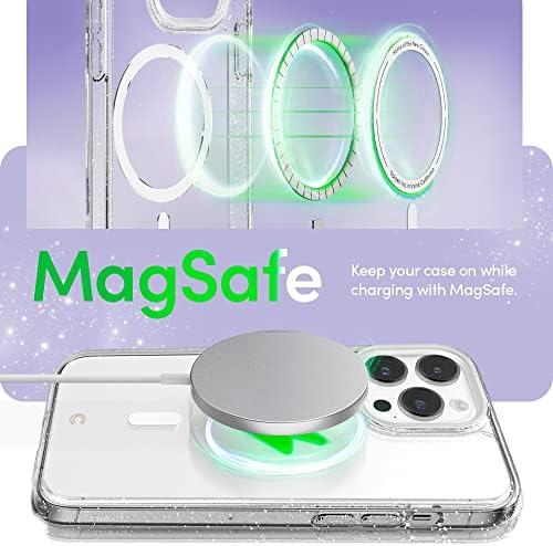 Набор от TEODORA Shine Mag за iPhone 14 Pro Max (прозрачен гланц) и Kajuk Mag Wallet за кожа кесията Magsafe (черен)