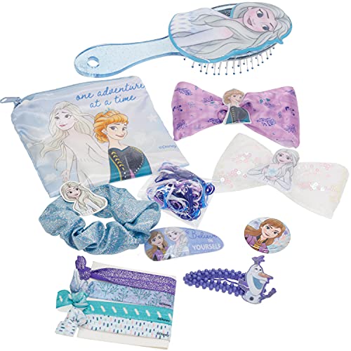 Кутия за аксесоари за коса Дисни Frozen - Townley Girl |Подаръчен комплект за момичета на възраст от 3 години (13 бр.), състоящ лък за коса, четка за коса, щипки за коса и много др?