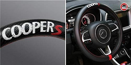 Gooogo Черна Луксозна Кожена Покриване на Кормилното Колело Cooper S От Въглеродни влакна, Авто Противоскользящий Протектор