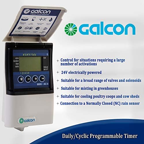 Galcon GAE2S0002U1 8006 AC-6 6-Станционный Зонный Контролер за Напояване, Автоматични Пръскачки, Дневна / Цикличен Таймер, Система за Поливане на Стайни растения