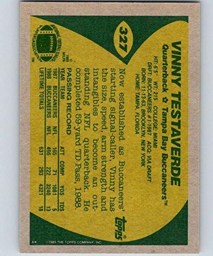 1989 Topps #327 Футболна карта Мечо Теставерде Пирати NFL NM-MT